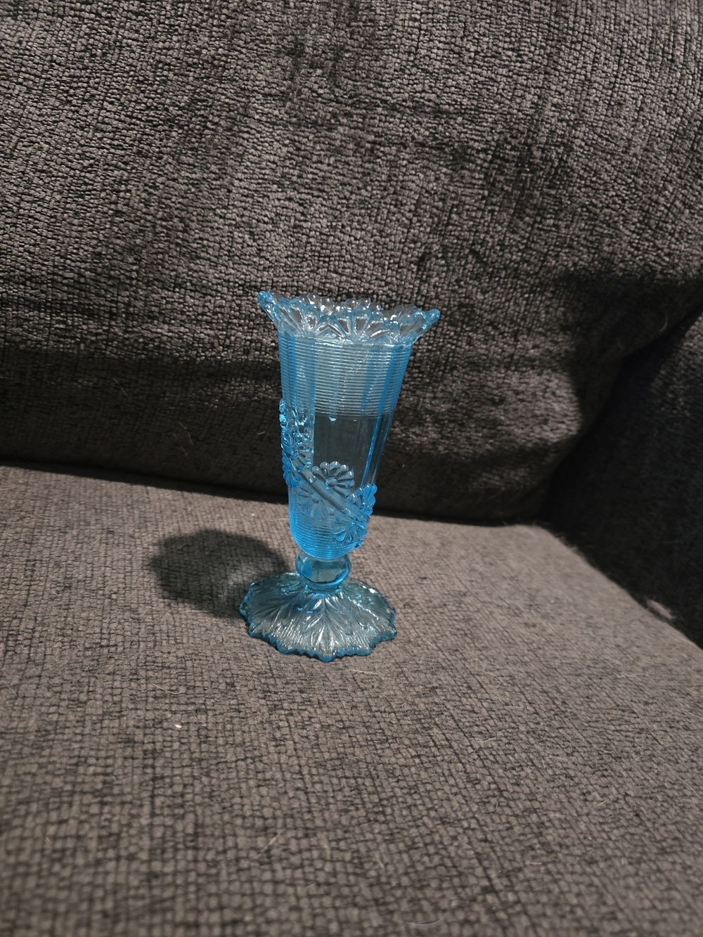 Northwood | Fluted Scroll Blue Opalescent Glass Vase